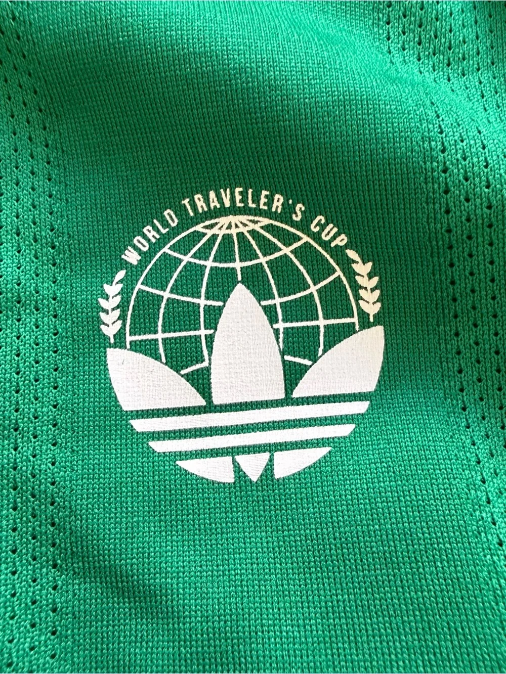 adidas x oyster Green Short-Sleeve Polo with White Stripes
